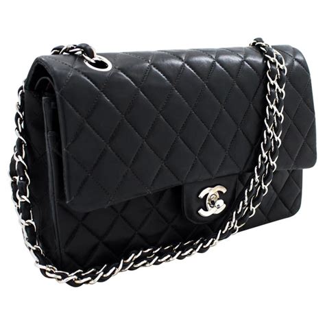 black chanel purse with silver chain|chanel quilted handbag gold chain.